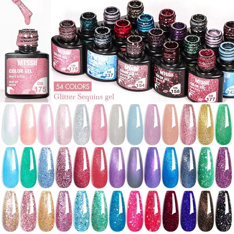 Sơn Móng Tay Gel Màu, MTSSII, Đánh Bóng Lấp Lánh, Bán Vĩnh Viễn, Nghệ Thuật Làm Móng UV / LED, Gel Prime, Sơn Móng Tay Varnish, Ngâm, Để Làm Móng, 6ml