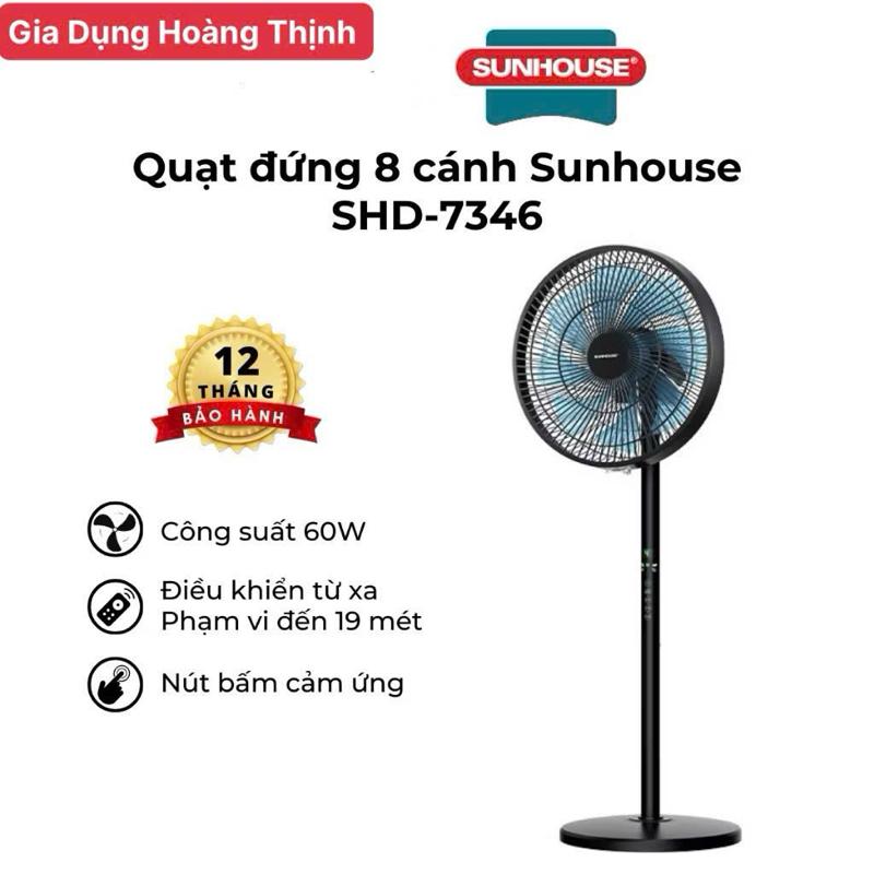 QUẠT ĐỨNG 8 CÁNH SUNHOUSE SHD7346 có điều khiển Hàng chính hãng bảo hành 12 tháng