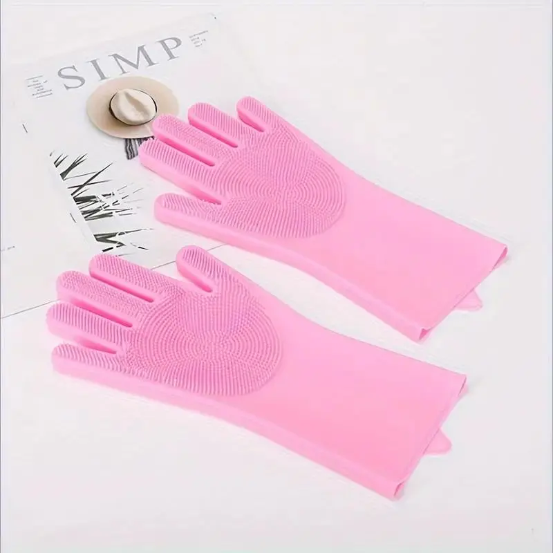 1 Pair Pet Bath Massage Silicone Glove, Dogs & Cats Bath Shampoo Brush with High-density Teeth, Pet Grooming Gloves