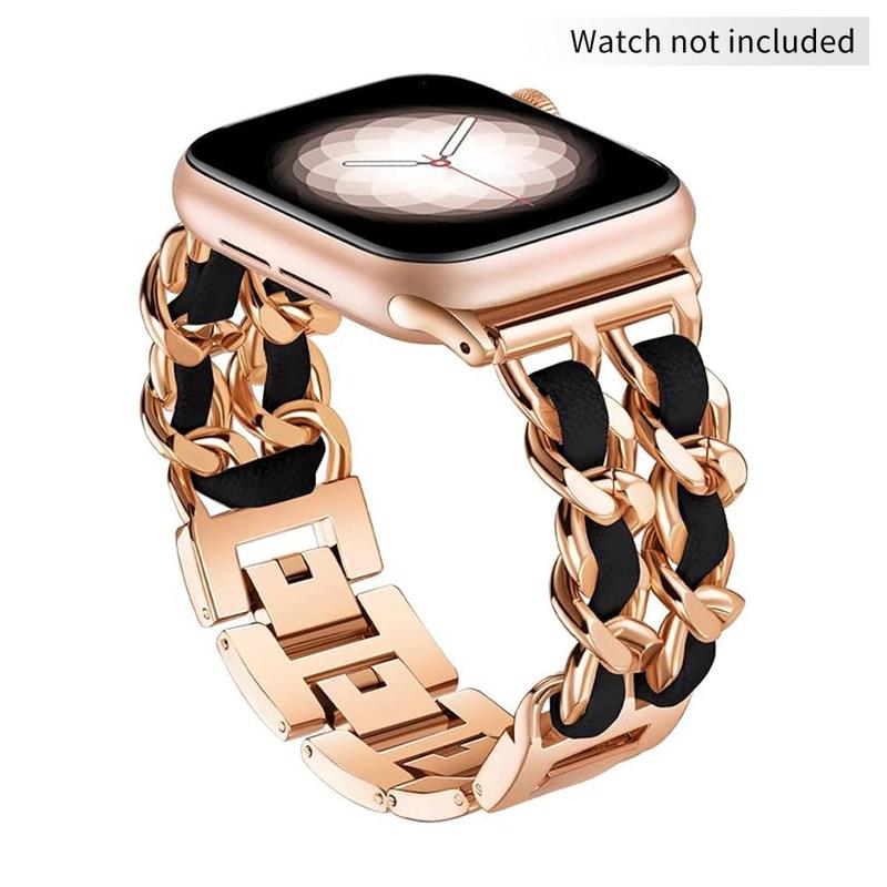 Product Introduction of Metal & PU Leather Strap Wristband, Fashion Replacement Watchband, Smart Watch Band for iWatch 12