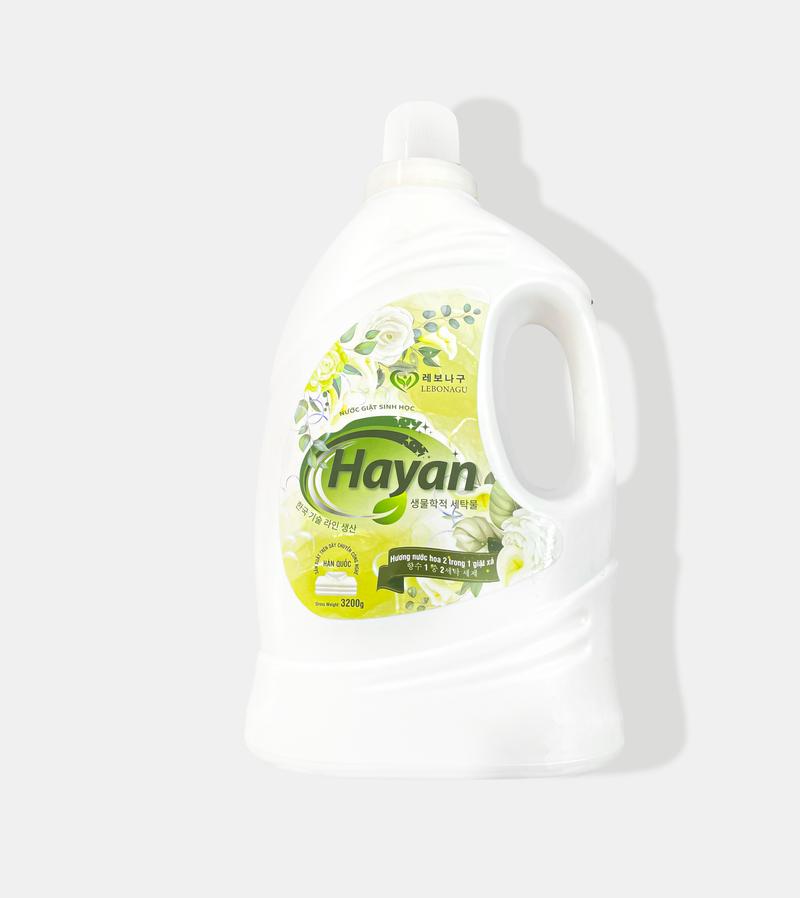 Product Introduction of ( Thùng 2 Can ) Nước Giặt Sinh Học Hayan 2 Trong 1 Giặt Xả Can 3 lít 2 3
