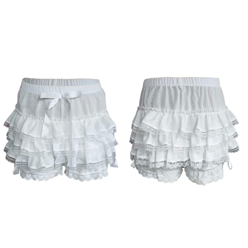 Product Introduction of Bow Lace Splice Ruched Shorts Women Elastic Waist Ruffled Short Pants Leg Shorts Summer 2024 Streetwear Holiday Wear 44