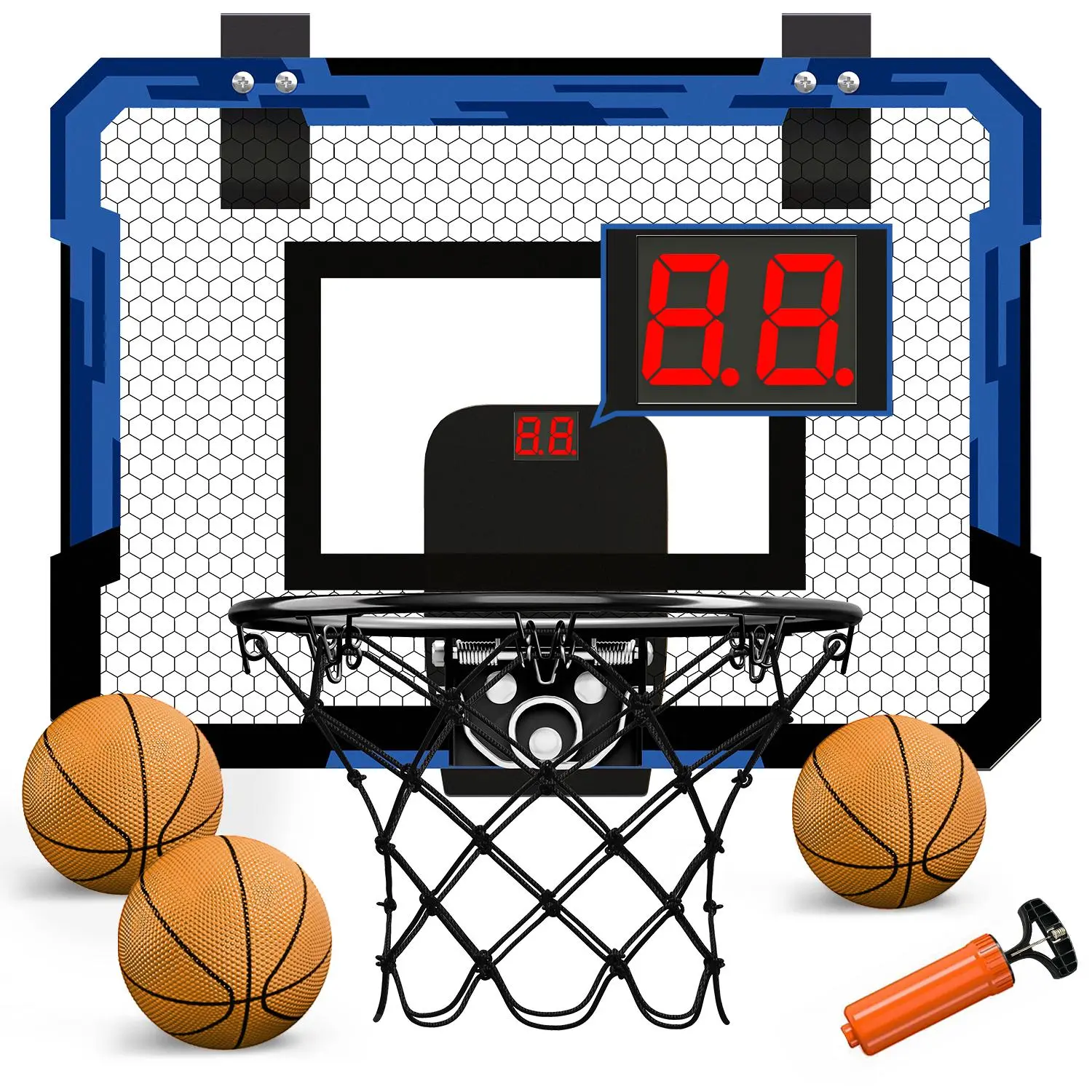 Mini Indoor Basketball Hoop, 1 Set Portable Basketball Hoop & 3 Balls & Pump, Parent-child Interactive Basketball Game Toy for Boys & Girls, Stocking Fillers Gift