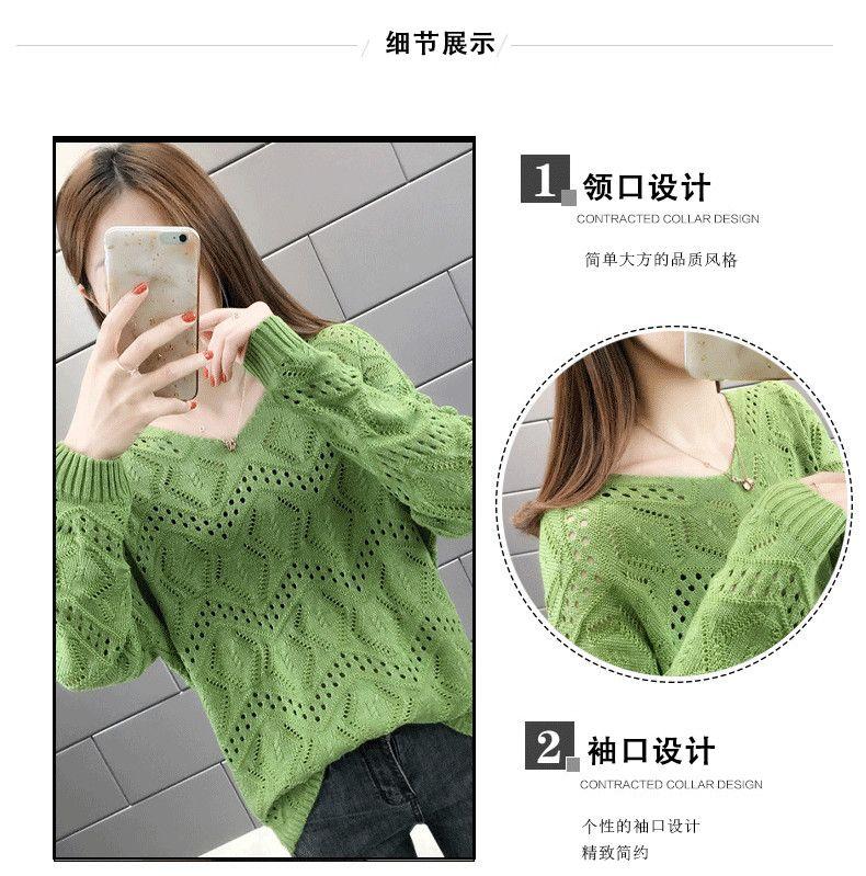 Product Introduction of Áo Len Khoét Lỗ, Thời Trang, Dành Cho Phụ Nữ, Mùa Xuân Và Mùa Thu 2023 Hàng Mới Về, Áo Chui Đầu, Áo Cổ Chữ V, Dáng Rộng Vừa Vặn, Có Thể Mặc Ngoài Trời, Áo Sơ Mi Cơ Sở Ngắn, Thời Trang 2