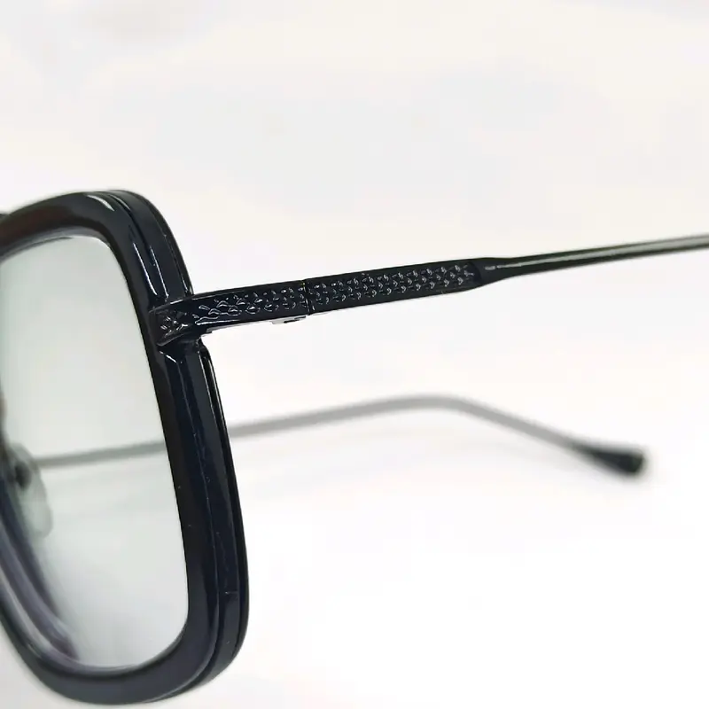 Frame Kacamata aviator kotak tony style bahan besi logam kode TS001 Hitam Lensa Glasses Eyewear 4