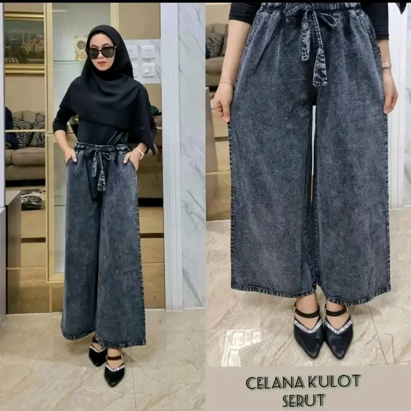 Daily Kulot Jeans Standar Jumbo Pinggang full Karet Muat BB 95 kg 2