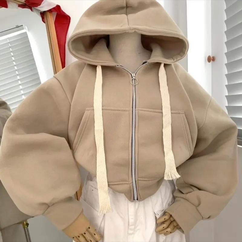 ÁO KHOÁC NỈ LỬNG 4 TÚI dày dặn Nữ Top Women Hoodie Kem zipper zipper