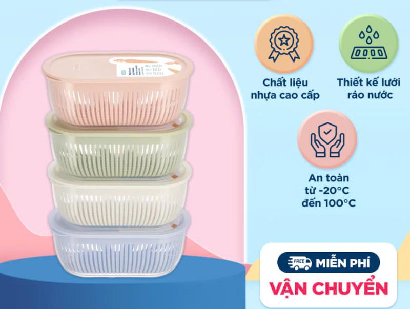 Hộp đựng rau củ , Dùng để bảo quản các loại rau thơm, củ, quả, Chính hàng inochi 0