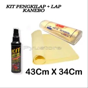 Kit Pengkilap Motor + Lap Kanebo Motor Dan Mobil Good Quality Original 43 Cm X 34 Cm