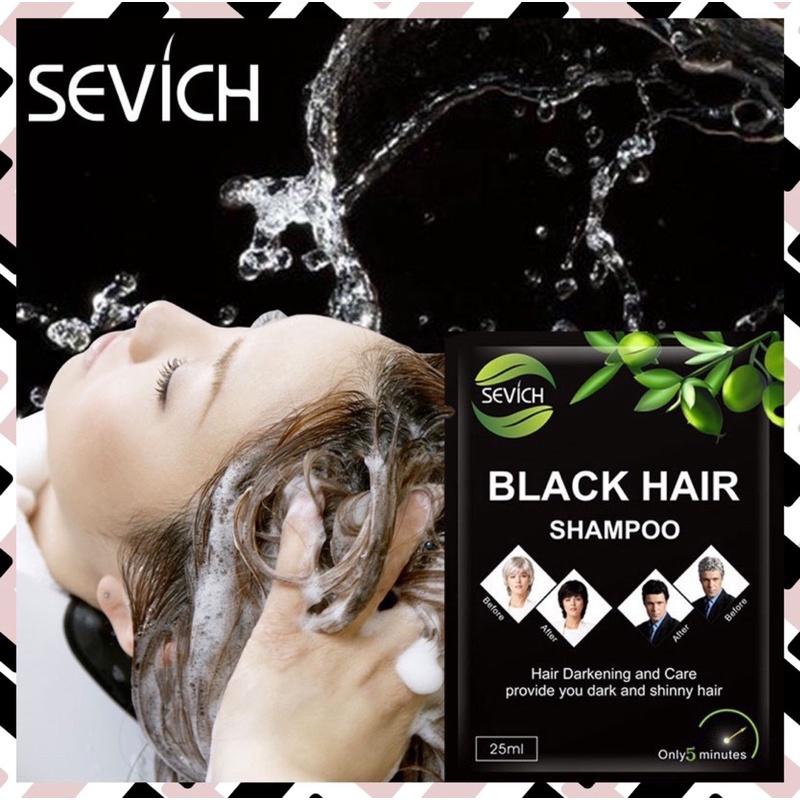 Thuốc Nhuộm Tóc Màu Đen Dạng Gội Sevich 1 gói 25ML Tinh Chất Tự Nhiên 1