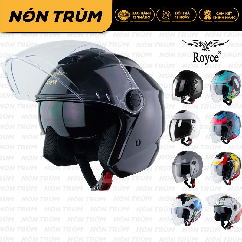 Nón Trùm Royce Xh01 2 Kính Mũ Bảo Hiểm 3/4 Royce Helmet Chính Hãng Size M L XL Đi Xe Máy