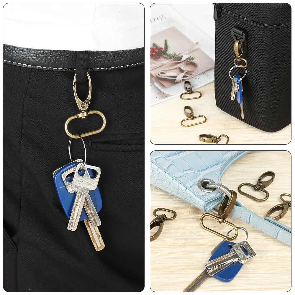 mecome 1/5pcs Metal Split Ring Bag Part Accessories Lobster Clasp Bags Strap Buckles Hook Collar Carabiner Snap