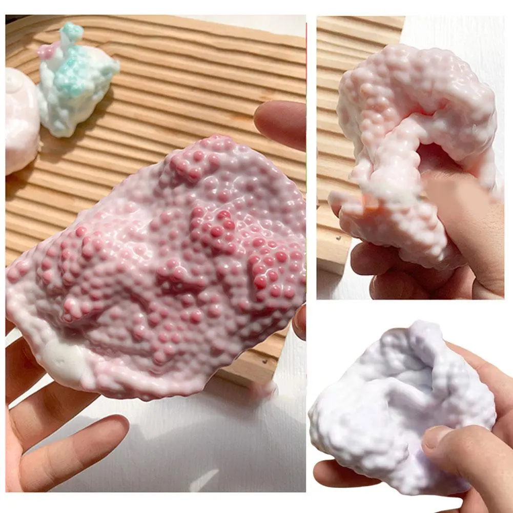 ของเล่นบีบกด, บางเฉียบ, นุ่มและเหนียว, บีบอัด, ทำด้วยมือ, รูปทรงลูกบอล, บีบผิว