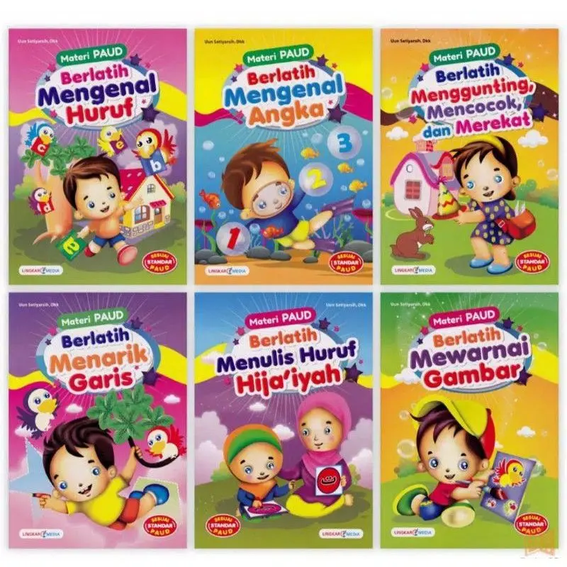 Paket Materi PAUD Isi 6 Buku Mewarnai Stationery Books 0