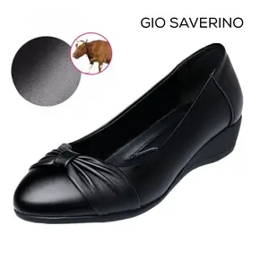 Gio Saverino Sepatu Wedges Hitam Wanita Madison Black Heels Shoes Korea