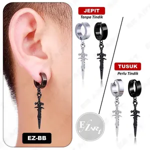ANTING PEDANG UNISEX TINDIK JEPIT/TUSUK PIERCING/NON PIERCING KEKINIAN