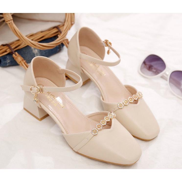  Guốc Đế Cao 3 Phân Mũi Vuông 