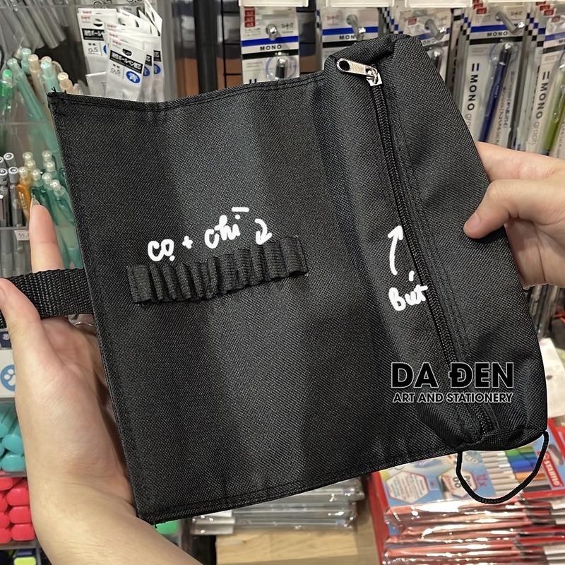   DA ĐEN  Bóp Đựng Bút Cọ Có Ngăn Kéo Và Cuộn Vải Đen 