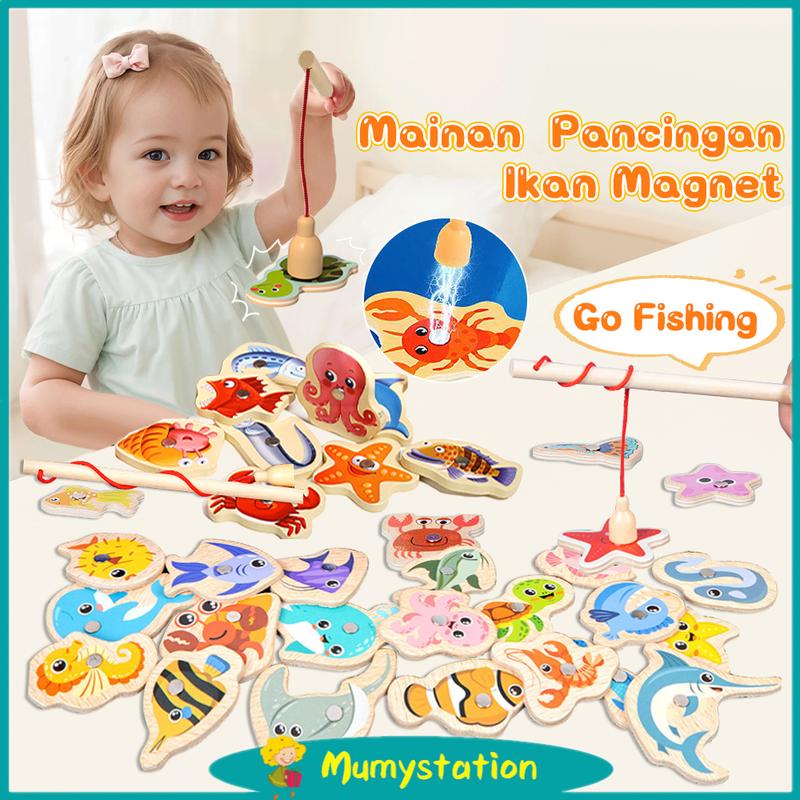 Mumystation Mainan Memancing Magnetik Kayu Pendidikan Pancing Ikan ...