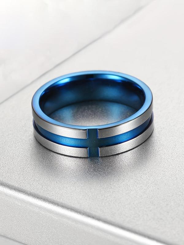 Simple Stainless Steel Cross Ring, Minimalist Two Tone Ring, Fashion Elegant Men's and Women's Jewelry Accessories 2