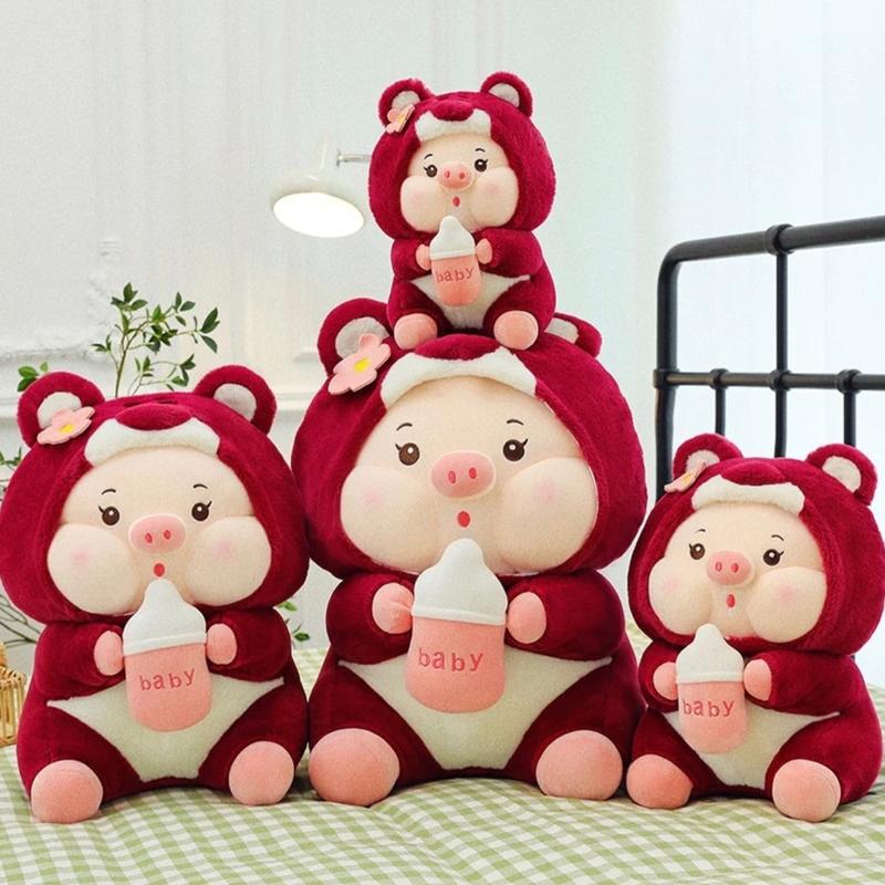  Gấu bông Lena ôm bình sữa. Siêu mềm mịn. khổ vải 80cm....lên form 60cm.Thú Bông Thú Nhồi Bông Thú Bông Thú Nhồi Bông Toy gấu  bống đội mũ 