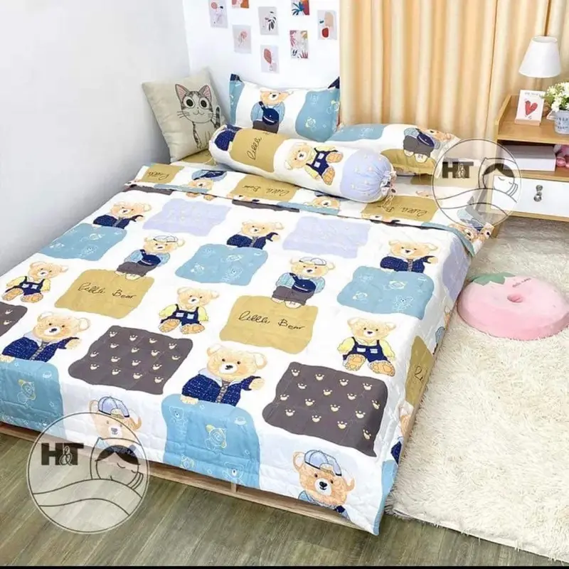 Bộ 5 món PHAO ( 2 vỏ gối đầu + 1 ga + 1 vỏ gối ôm + 1 chăn dày dặn ) 5