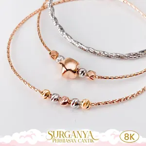 Gelang  Emas Kadar 8k Model Choker Eleztra Pompom Macan Gold