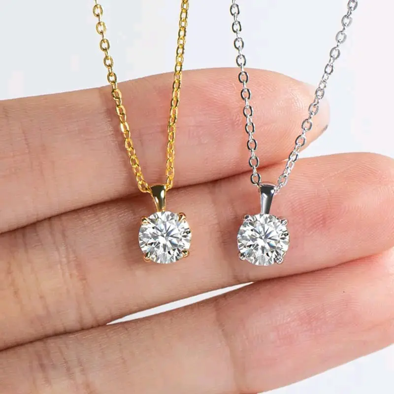 Kalung wanita Shape solitare Moissanite Necklace (Sertifikat GRA)
