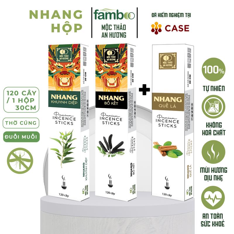  Nhang hộp 120 cây Khuynh diệp | Bồ kết | Quế Lá Mộc Thảo An Hương 30cm  thơm dịu | Nhang thơm thờ cúng đuổi muỗi 