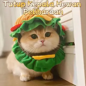 AimayaPet Burger Beruang Lucu /topi Penutup Kepala Kucing/ Penutup Kepala Hewan Peliharaan/Topi Kucing Anjing Lucu