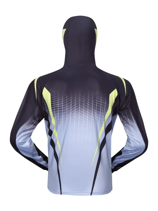 Men's All Over Print Zip Up Rashguard, Breathable Quick Drying Sun Protection Fishing Hooded Jacket, Summer Outdoor Sports Clothing for Men 1