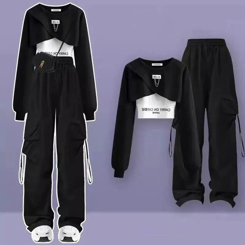 Product Introduction of Dopamine 00 S Cool Salt Girls Handsome Fried Street Overalls Hot Girl Suit Student Clothes Three-Piece Sweater jumpsuit  jeans jumpsuit  jeans Womenswear Lingerie yuki  đồ  bộ Comfort Casual 7