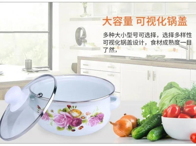 Product Introduction of Pink Kitchen Soup Pot Cooking Food Prefered Small Ramen Stock Pot Noodle Cute Glass Lid Pote Mantimentos Pot Groceries OB50DG Cookware Classic Enamel 14