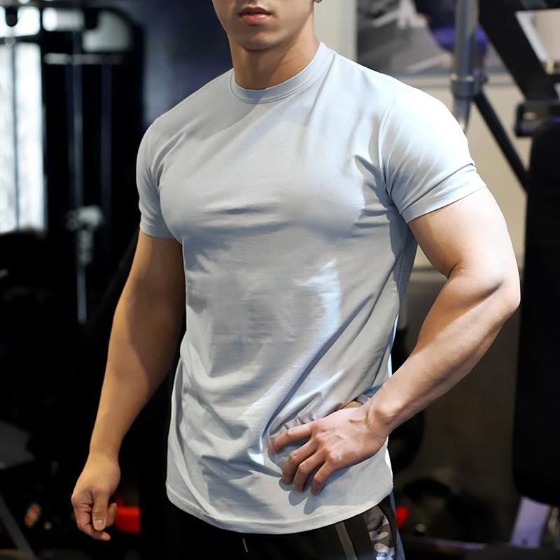 Product Introduction of 1Pcs Men's Summer Solid Color Slim Fit Elastic Loose Sports Short Sleeve 25