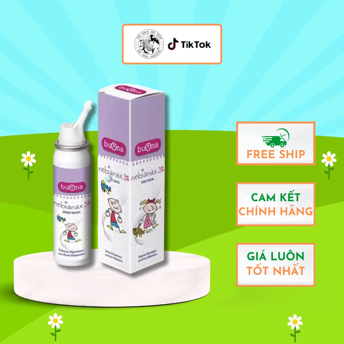 DUNG DỊCH NƯỚC MUỐI ƯU TRƯƠNG NEBIAL 3% FLACONCINI / NEBIANAX 3% SPRAY NASALE BUONA HÀNG Ý -  BÌNH XỊT NHỎ MŨI RỬA MŨI LÀM SẠCH MŨI CHO TRẺ 100ML