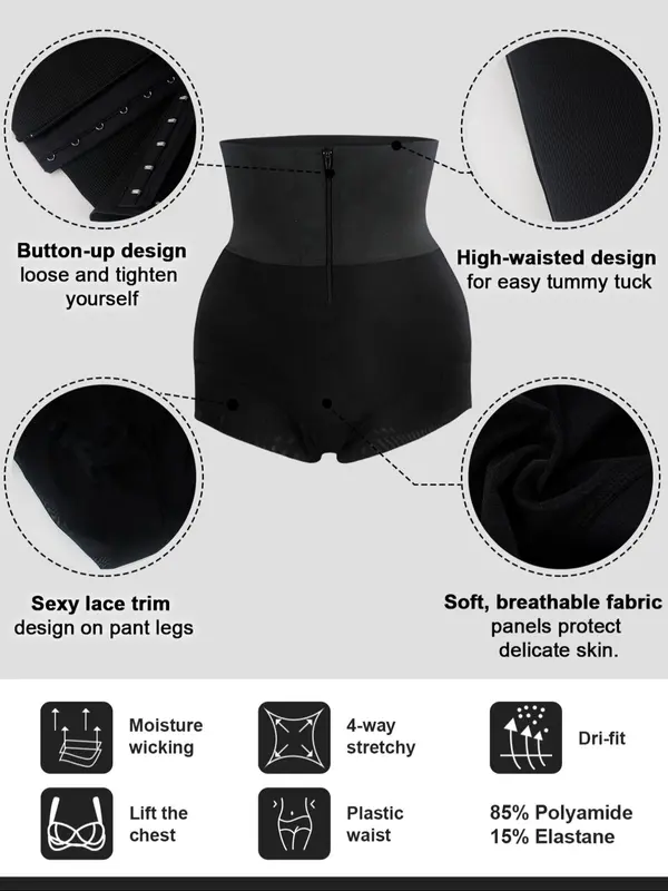 Women's Solid High Waist Shapewear Shorts, Tummy Control Butt Lifting Shaper, High Stretch Shapewear Bottoms for Daily Wear 3