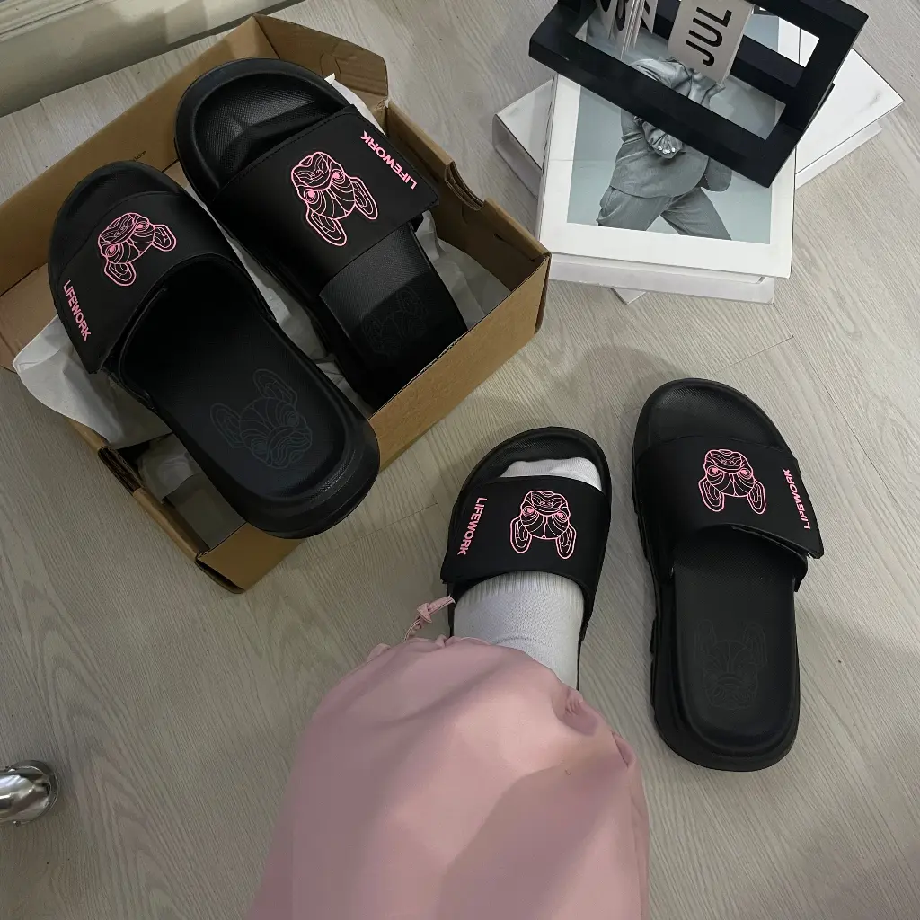 dép unisex lifework hottrend Slipper Nam Cao Su Đế Bằng DéP