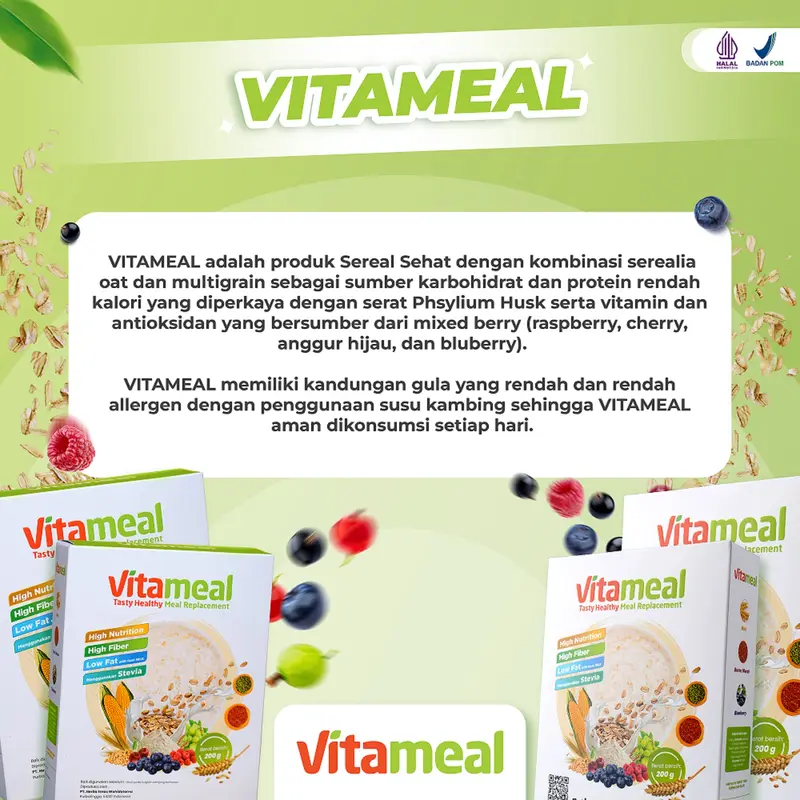 VITAMEAL Sereal Turunkan Gula Darah 200gr Rendah gula Organik 3