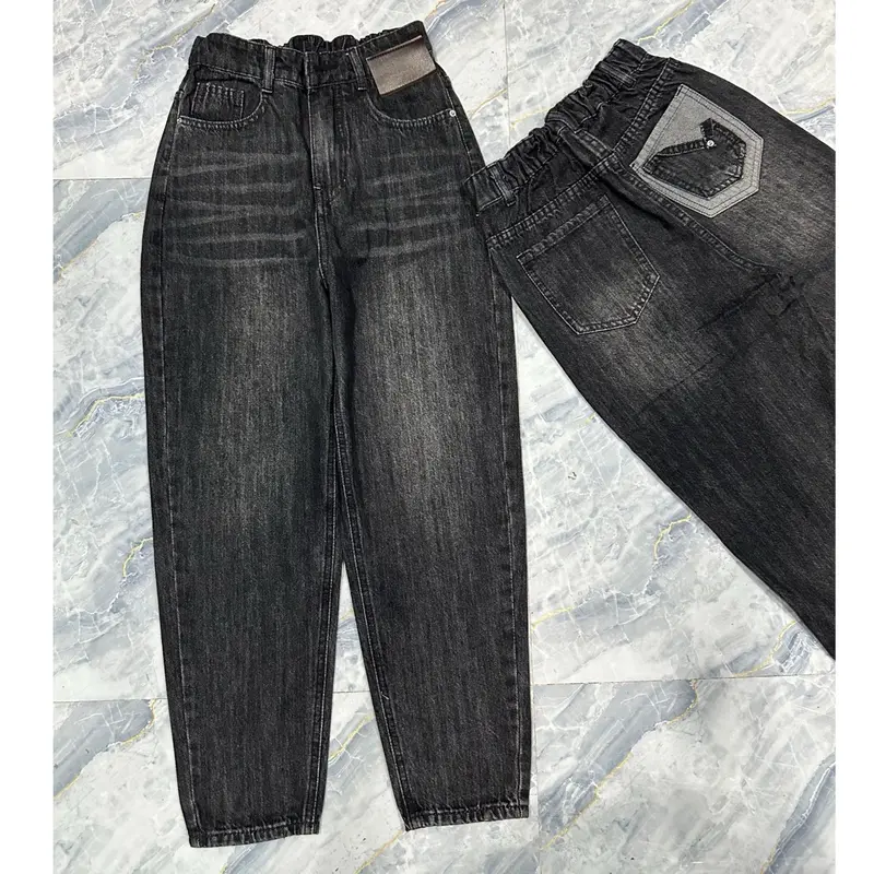 [Có bigsize] [030- 042] Quần Baggy Jeans Nữ QC Túi Kiểu Không Co Dãn Màu Đen Tiêu Pants Women 8