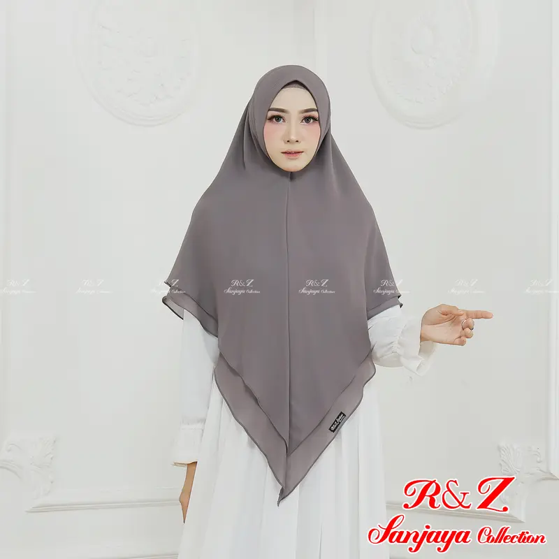 Khimar Ceruty Amirah 2 Layer Pet Antem by R&Z SANJAYA Jilbab Kerudung Panjang Muslim Ceruti Syari Instan 2
