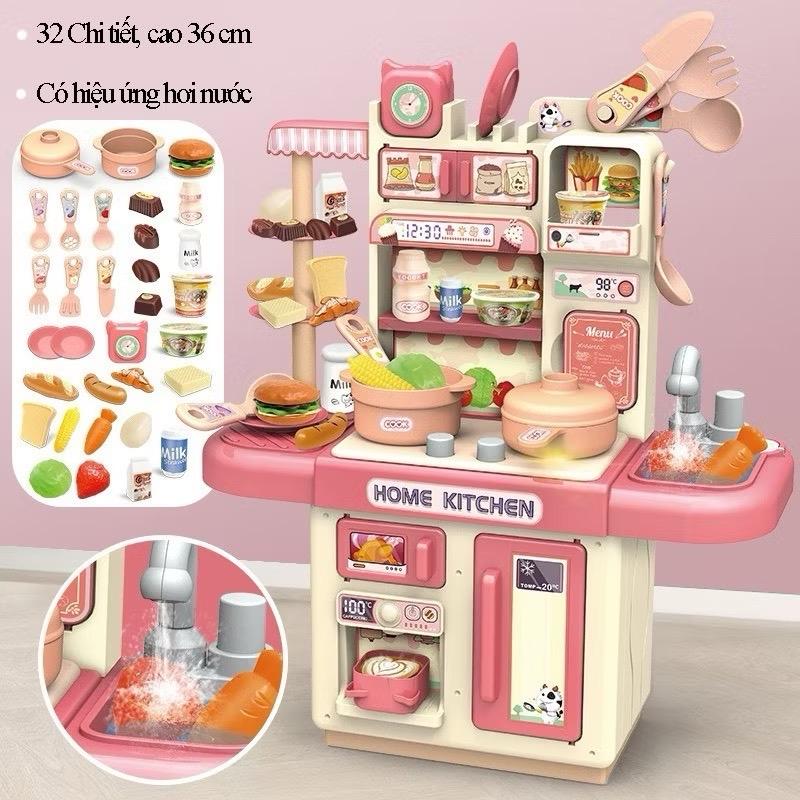 Bộ Đồ Chơi Nấu Ăn 2 Tầng có đèn nấu ăn chân thực cho bé, nhựa an toàn thoả thích sáng tạo Toy