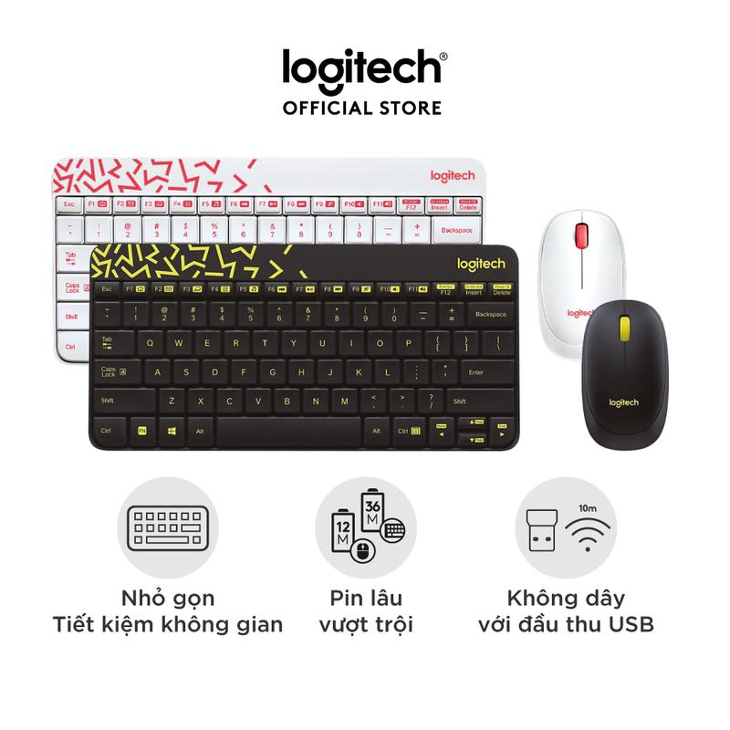 Combo chuột phím không dây Logitech MK240 - Nhỏ gọn, 1 đầu thu USB, pin lâu ban  phim may tinh