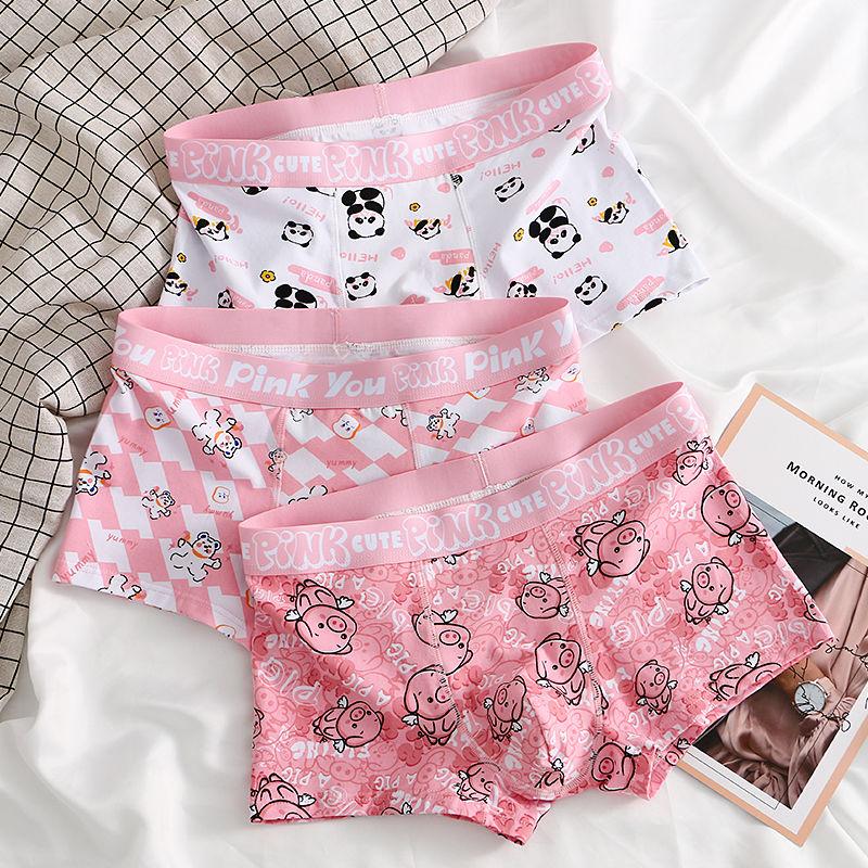 Quần Lót Hoạt Hình, Quần Boxer Nam, Thiết Kế Nam Tính, Màu Hồng, Được Làm Bằng Bông, Thoáng Khí Và Thoải Mái, Thích Hợp Làm Quà Tặng Cho Bạn Trai, Phong Cách Nam Tính