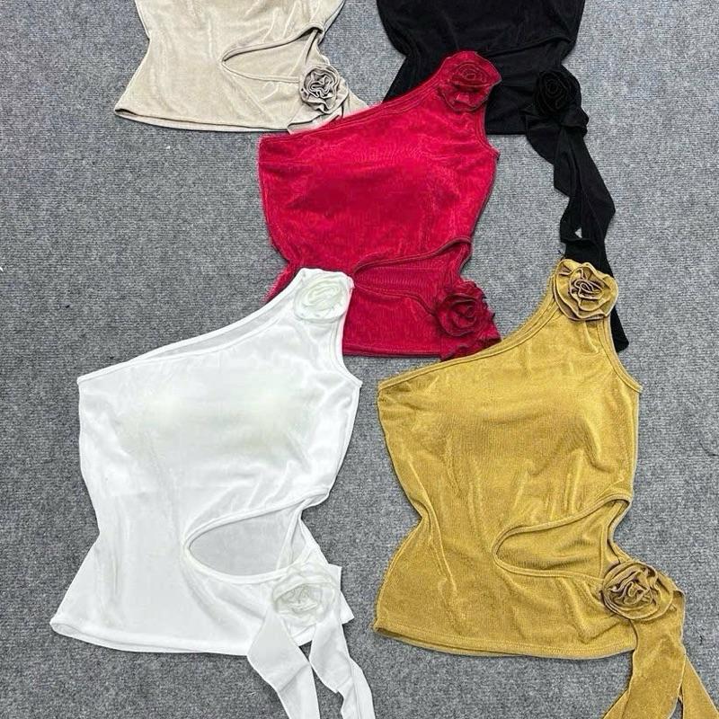  ÁO THUN NHỦ SÁT NÁCH LỆCH VAI 1 BÊN FOM CROPTOP 