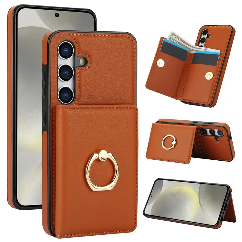 Magnetic Ring Holder Design Phone Case with Card Slot, 1 Count Shockproof Phone Protective Cover Compatible with Samsung Galaxy A55/A35/A25/A12/A15 4