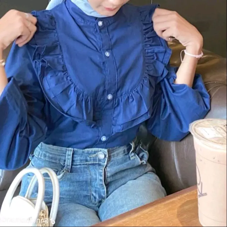 FELIA ATASAN WANITA/OUTFIT WANITA VIRAL/AMELIA BLOUSE Casual Katun Panjang 1