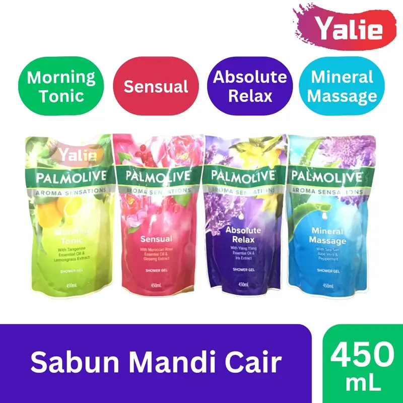 PALMOLIVE Aromatherapy Refill Pouch 450ml Morning Tonic/Absolute Relax/Sensual/Mineral Massage/Revitalizing Aroma Sensations Therapy Shower Gel Sabun Mandi Cair 450 ml Isi Ulang Aroma Sensations 0