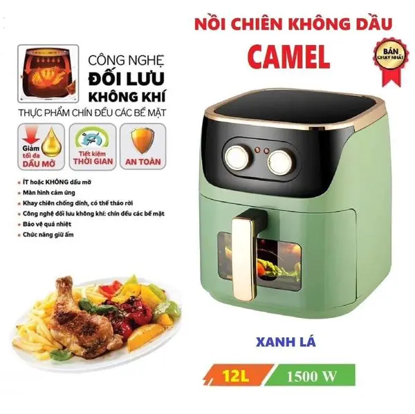 NỒI CHIÊN KHÔNG DẦU CAMEL 12 LIT CÓ KHOANG KÍNH 1