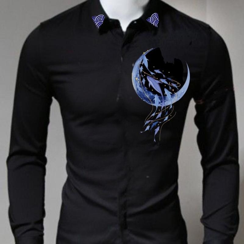  ÁO SƠ MI NAM DÀI TAY HOẠ TIẾT CÁ HEO XANH CỔ ÁO BIGSIZE  M-6XL  