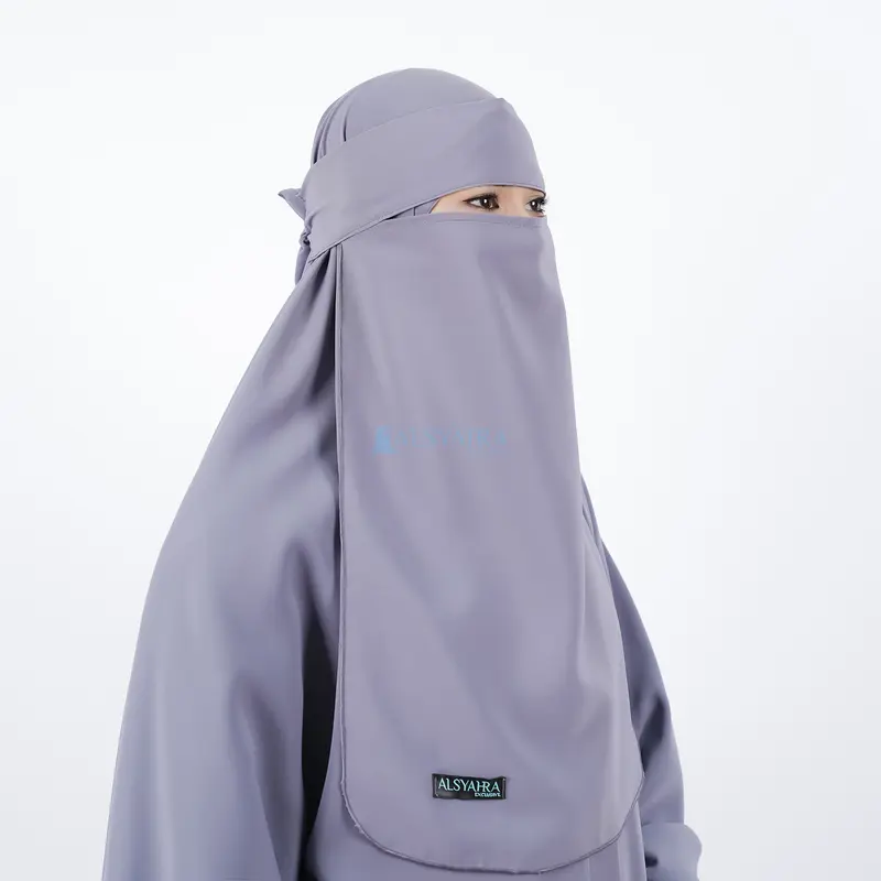 Alsyahra Exclusive Set Long Khimar Syari Haramain Non Pad Niqab Platinum Wolfis Jumbo Panjang Muslim Jilbab 2